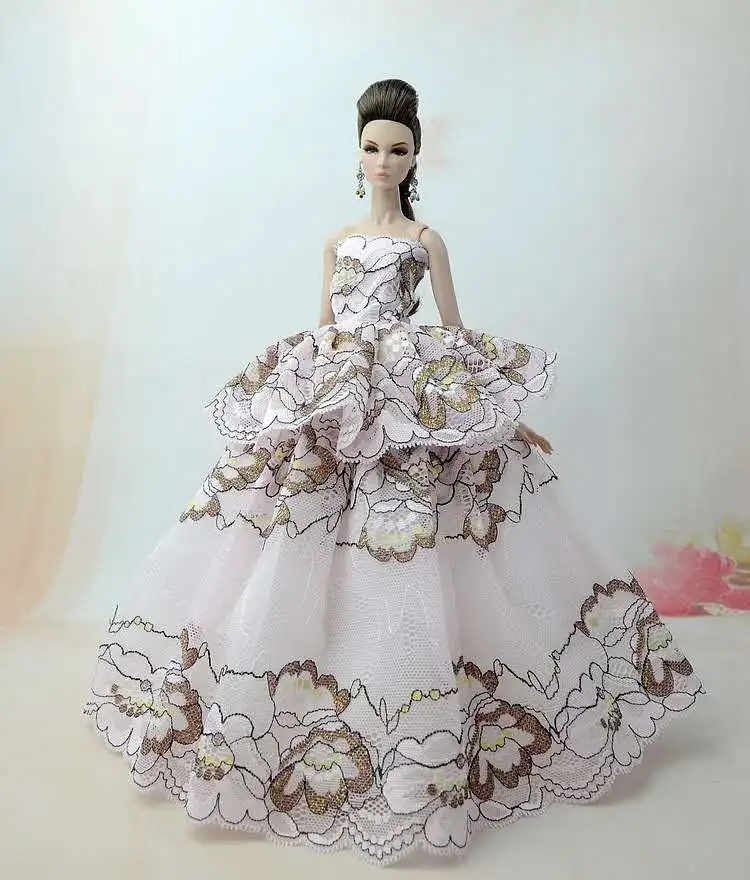 1/6 BJD Giysileri Beyaz Çiçek Dantel Prenses Düğün Parti Kıyafeti Bebek Elbise Barbie Bebekler Kıyafetler 1:6 Dollhouse Aksesuarları Oyuncaklar