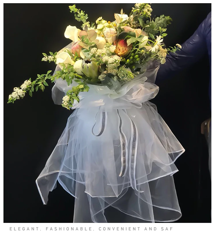 1.6 m * 18 m Çiçek ambalaj gazlı bez örgü çiçek ambalaj malzemesi gül ambalaj kağıdı buket ambalaj kağıdı gazlı bez hediye paketi