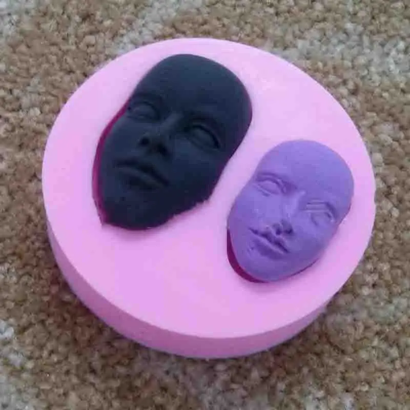 1 Adet 3D kadınlar silikon yüz yumuşak Fondan kek çömlekçilik Kil kalıp araçları Evrensel El yapımı DIY