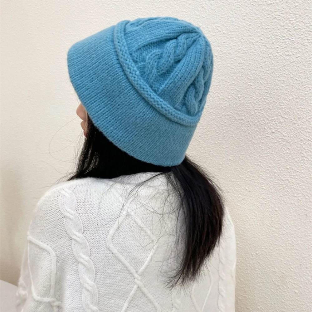 1 Adet Düz Renk Şerit Sıkma Sıcak Tutmak kadın Örme Şapka Esneklik Sonbahar Kış Unisex Hip Hop Kayak Kafatası Kap Kış Şapka