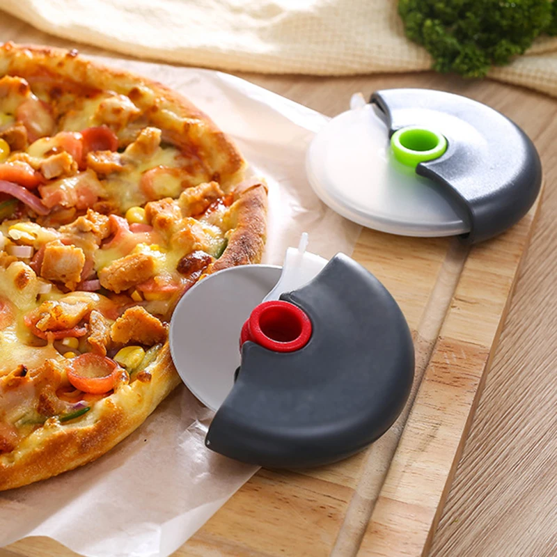 1 ADET Paslanmaz Çelik Yuvarlak Tekerlek Kesme Bıçağı Pizza kapaklı Rulet Rulo Hamur Pizza Dilimleme Kesici Pişirme Aracı