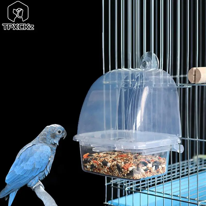 1 ADET Şeffaf Dayanıklı Plastik Kuş Besleyici Kafes Aksesuarları Papağan Tohum Besleme Kutusu mama kabı Sıçrama Geçirmez Papağan Kutusu