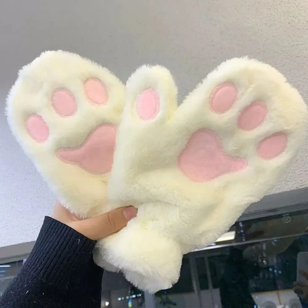 1 Çift Peluş Kedi Pençe Eldiven Anime Cosplay Kadınlar Kabarık Pençe Eldiven Eldivenler Kış Sonbahar Tam Parmak Eldiven