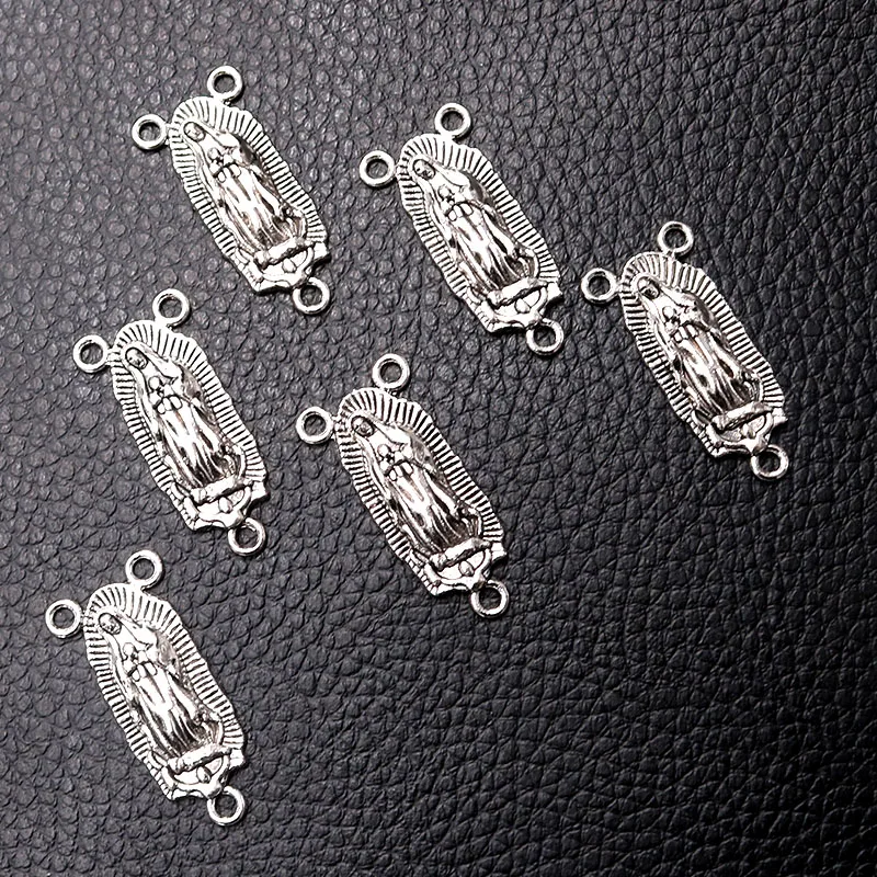 10 adet / grup Gümüş Kaplama Meryem Charm Metal Bağlayıcı DIY Kolye Bilezik Takı El Sanatları Aksesuarları 30 * 12mm P2268