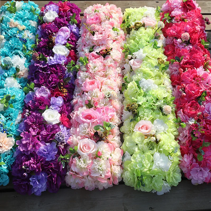 100X25CM Yapay Gül Ortanca Stilleri Çiçek Satır Düğün Parti için Kemer ve T İstasyonu Dekorasyon Çiçekler DIY Malzemeleri