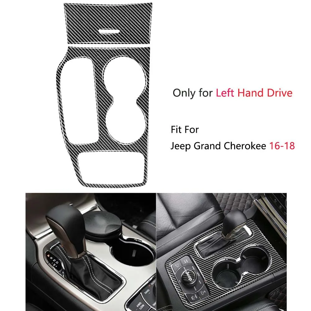 16-2018 jeep Grand Cherokee için karbon fiber konsol vites Kupası Holeder Trim Fit Sol El Sürücü