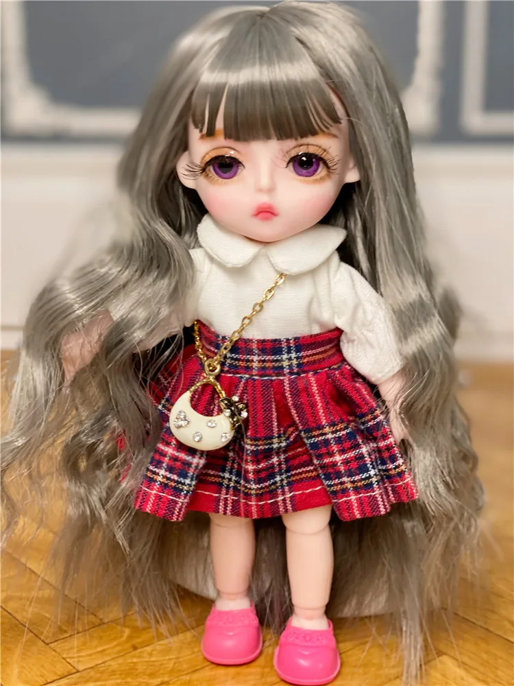 16cm Sevimli Blyth Doll Ortak Vücut Moda BJD Bebek Oyuncak Elbise Ayakkabı Peruk Makyaj Hediyeler Kız için