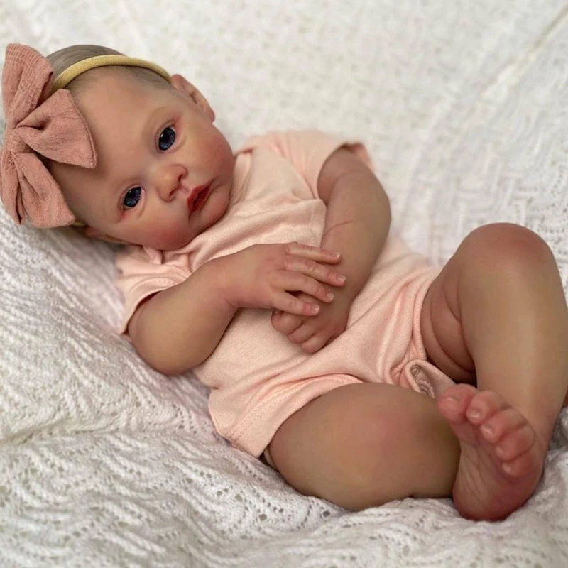 19 inç Zaten Boyalı Bitmiş Yeniden Doğmuş Bebek Bebek Levi Uyanık Yenidoğan Bebek Boyutu 3D Cilt Görünür Damarlar Koleksiyon Sanat Bebek
