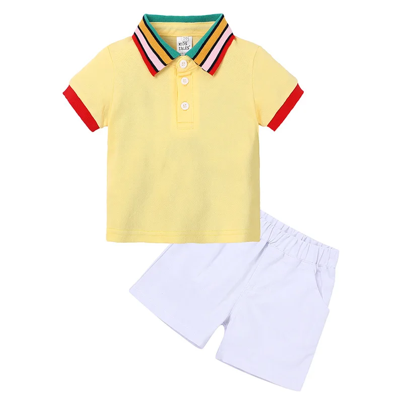 2 Adet Yaz Erkek Kız Seti T Shirt ve Şort Setleri Erkek Spor Polo Tee Çocuk Giysileri