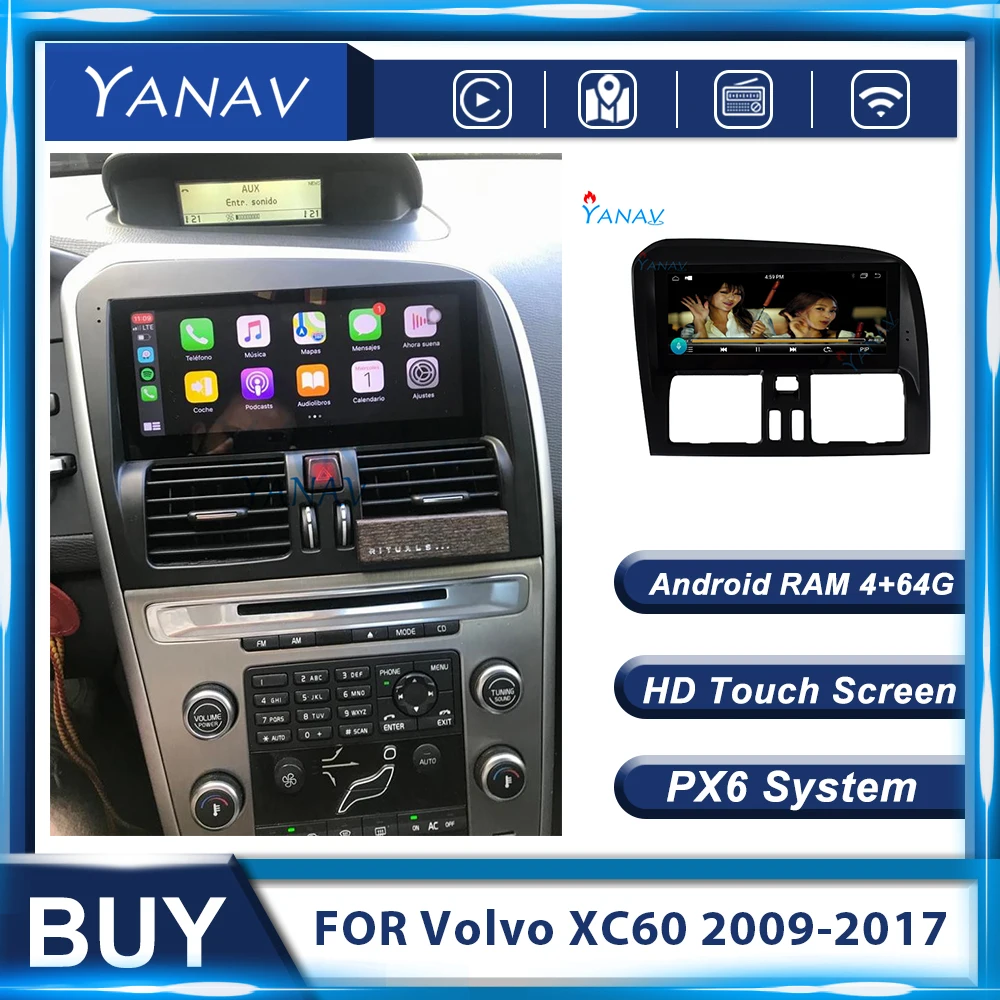 2 DİN Android Araba oto GPS Navigasyon Ses Stereo Alıcısı Araba Radyo Volvo XC60 2009-2017 Multimedya MP3 Oyuncu Kafa Ünitesi