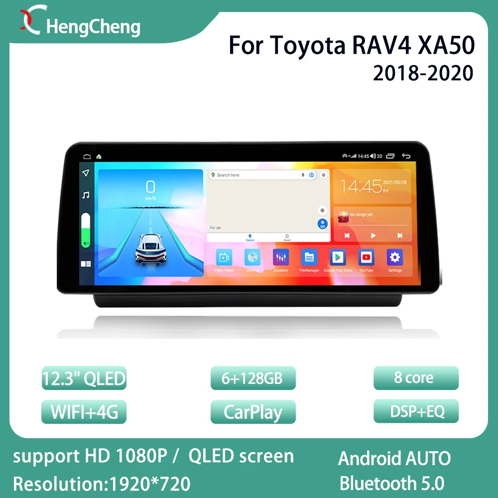 2018-2020 Toyota RAV4 XA50 geniş ekran 12.3 inç akıllı multimedya video oynatıcı RAV4 XA50 radyo GPS 8 çekirdekli 4G navigasyon