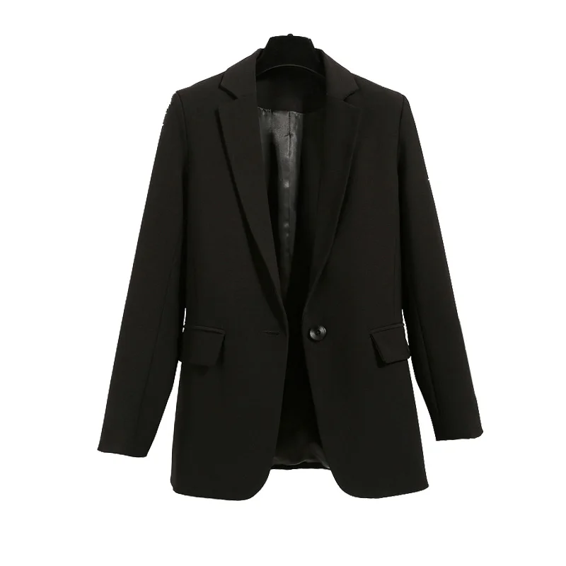 2020 Yeni Artı Boyutu Bayan iş elbisesi Bahar Sonbahar Uzun Kollu Femme Blazers Ceketler Kısa İnce Siyah Blazer Kadın Takım Elbise P262