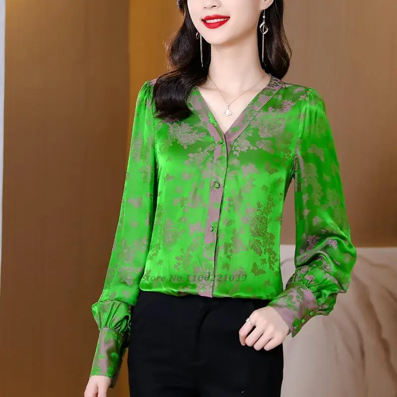 2022 geleneksel çin hanfu gömlek ulusal çiçek baskı saten bluz vintage qipao üstleri oryantal tang takım elbise çin bluz