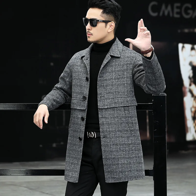 2022 yeni erkek moda yüksek kaliteli yün çift yüzlü yün ceket kış rüzgarlık ceket ceket M-2XL