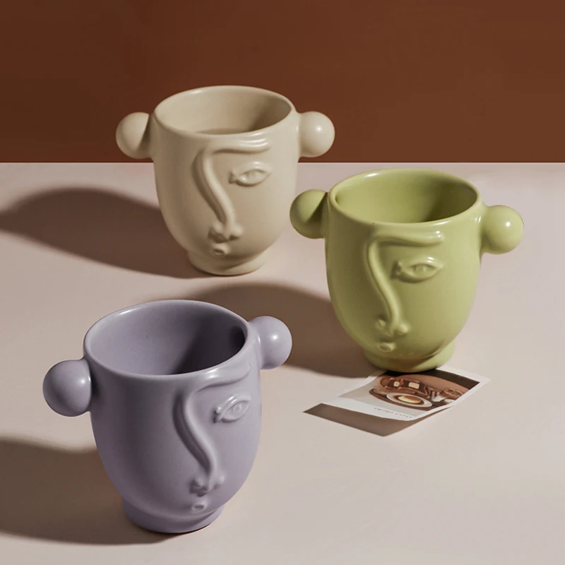260ml Yaratıcı Soyut Yüz Kupa Porselen Kişiselleştirilmiş Kahve Çay Su süt kupası El Yapımı İskandinav Ev Mutfak masa süsü Hediyeler