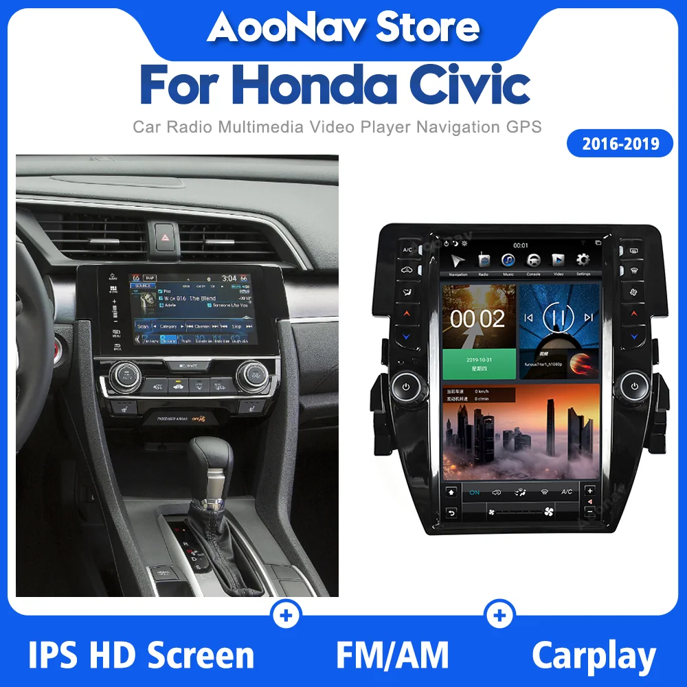 2Din Android GPS Navigasyon Araba Radyo Honda Civic 2016 -2019 İçin stereo Multimedya Oynatıcı kablosuz carplay kafa ünitesi dokunmatik Ekran