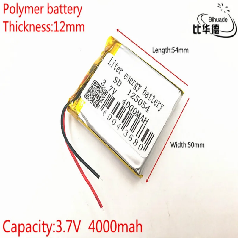 3.7 V 4000mAh 125054 lityum polimer pil MP3 MP4 navigasyon aletleri küçük oyuncaklar