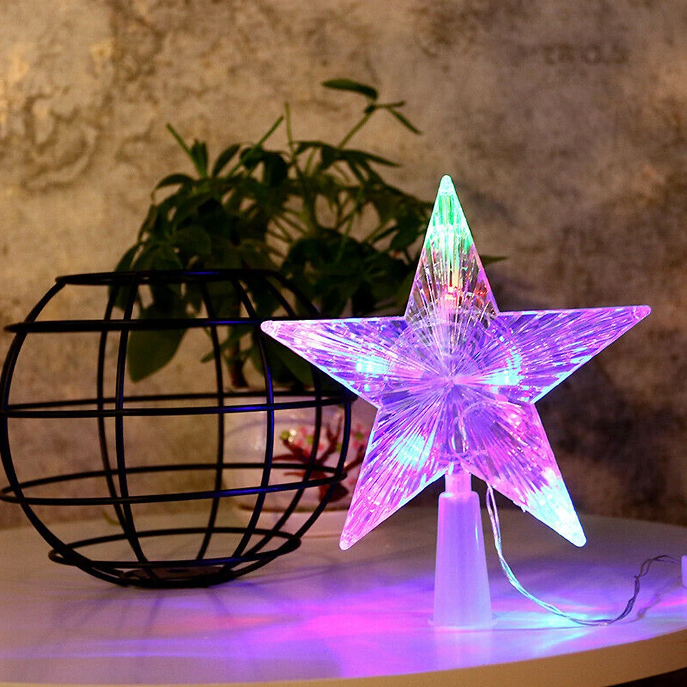 3D Yanıp Sönen Yıldız Yılbaşı Ağacı Topper LED bakır tel Dize Renk Değiştirme Lambası Noel Düğün Parti Dekorasyon