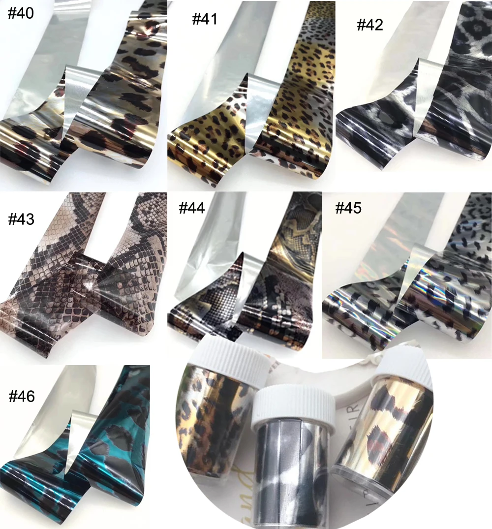 4*100 CM Tasarım 1roll Tırnak Folyo Çıkartmalar Sanat Transferi Çıkartma İpuçları Manikür Leopar/ yılan Derisi Metal Çivi Folyo Sarın (20 Renk )