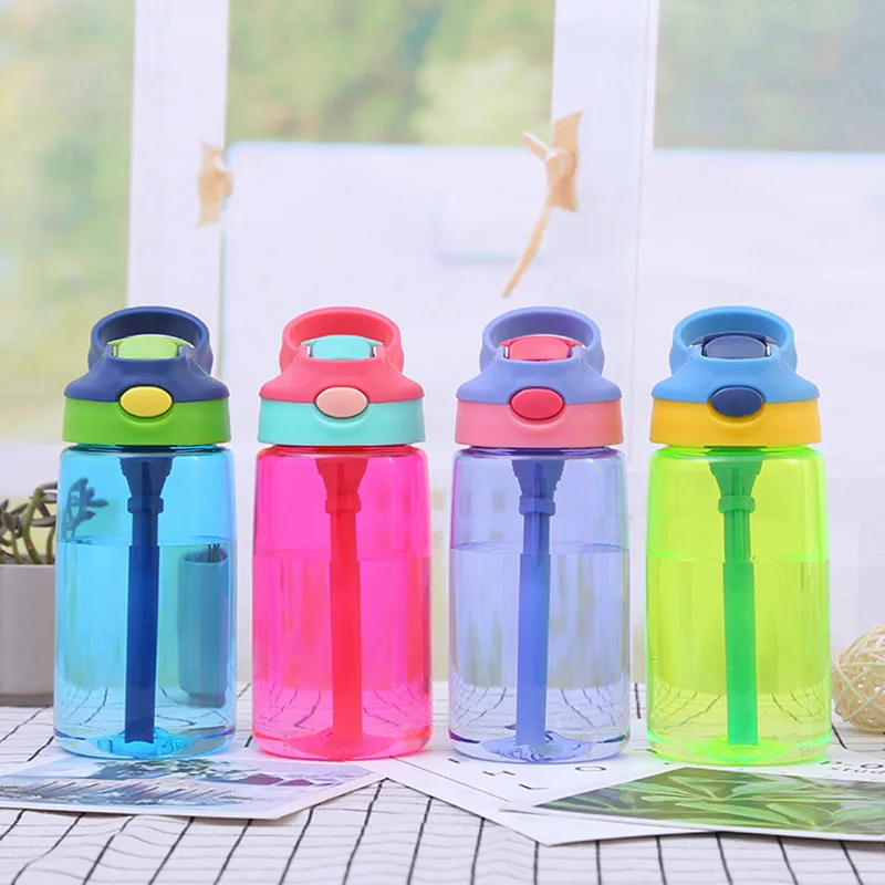 480ml Çocuklar Su pipetli bardak Kapaklı Sevimli Taşınabilir Sızdırmaz Su Şişesi Yaratıcı Açık çocuk Plastik bardak içme suyu şişesi