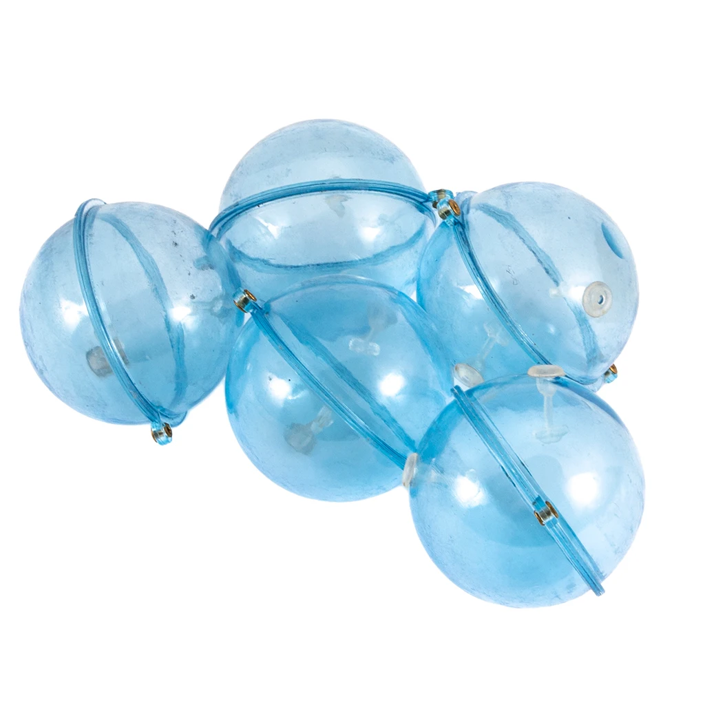 5 adet Balıkçılık Şamandıra ABS Plastik Topları Su Topu Kabarcık Yüzen Temizle Yuvarlak Balıkçılık Bobber Şamandıra Hava Kilidi Strike Göstergeleri Mavi