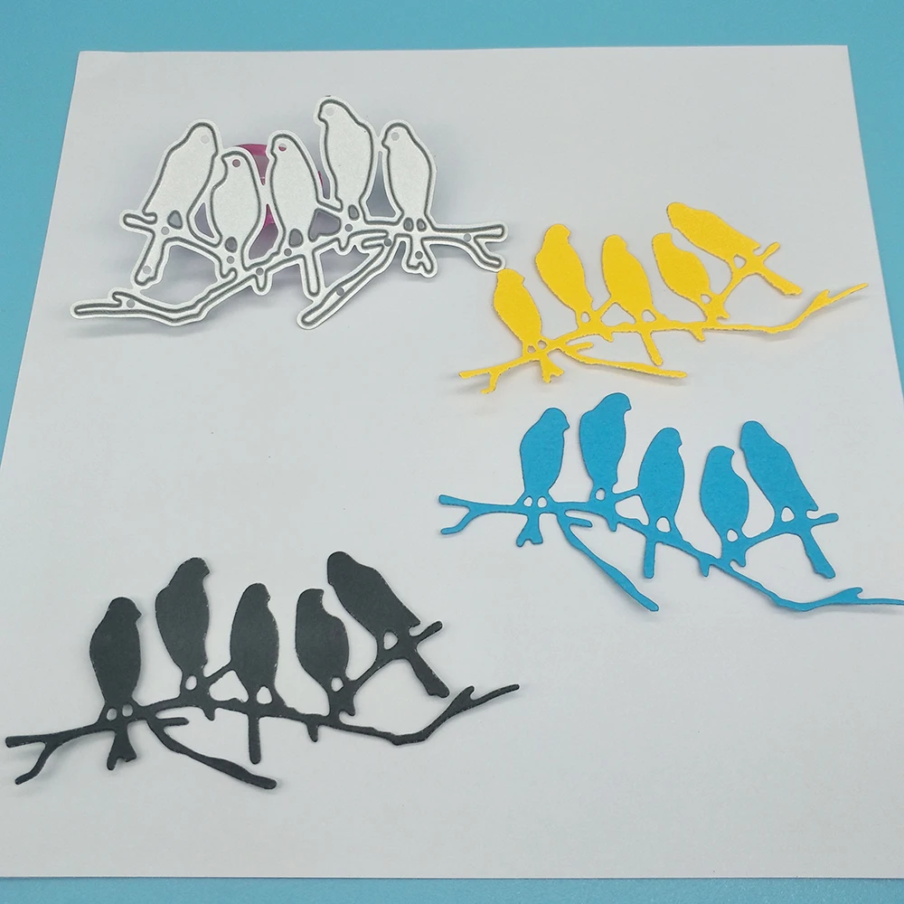 5 küçük kuşlar ve dalları metal bıçak kalıp kağıt kesme dekorasyon aksesuarları şablon DIY albüm kartı el sanatları 