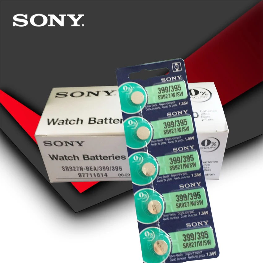 50 adet Sony 100 % Orijinal 395 SR927SW 399 SR927W LR927 AG7 1.55 V İzle Pil SR927SW 395 Düğme Düğme Hücre JAPONYA'DA yapılan