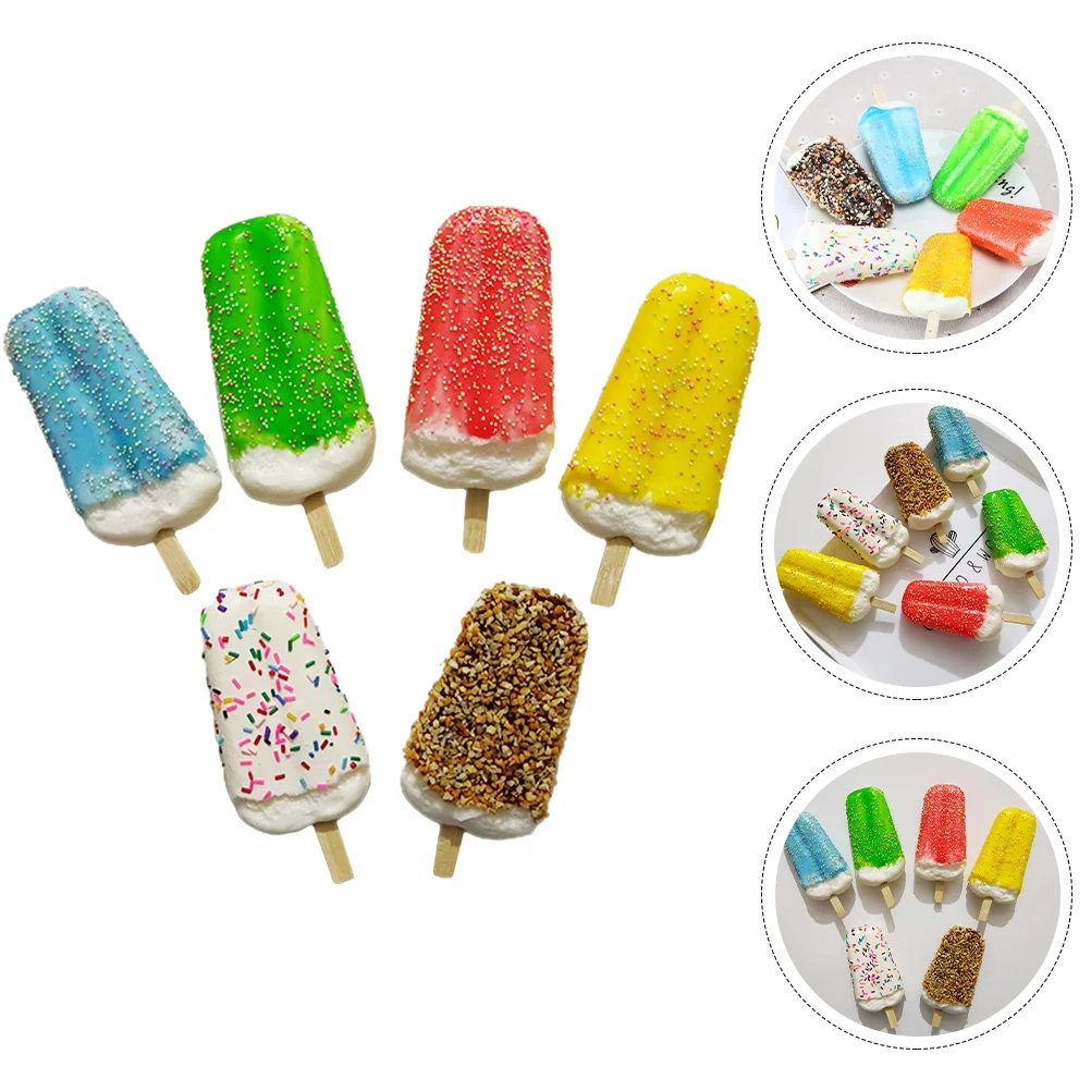 6 adet Simüle Sahte Buz Şeker Gerçekçi Tatlı Dükkanı Ekran Dondurma Modelleri Sahte Dondurulmuş Şeker Modelleri Sopa Dondurma Modelleri