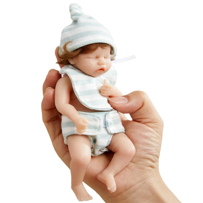 6in Mini Reborns Bebek Kız Bebek Bebek Tam Vücut Silikon Gerçekçi Yapay Yumuşak Oyuncak Köklü Saç Popüler Hediyeler
