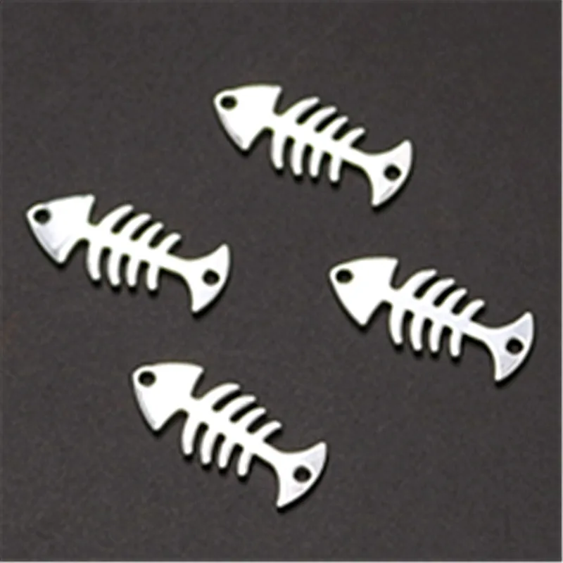 8 Adet Yeni Renk koruma galvanik Gümüş Renk balık kemikleri tılsım küpe bilezik DIY el yapımı takı metal konnektörler