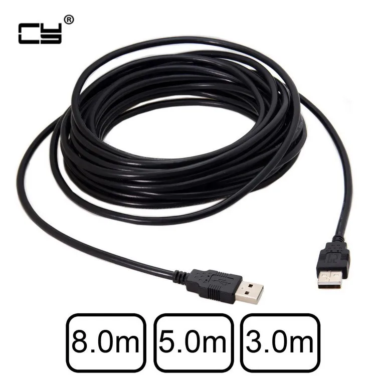 8 m 5 m 3 m USB Tip-A Erkek USB 2.0 Erkek Veri Kablosu için sabit Disk ve Tarayıcı ve Yazıcı ile çift Kalkan Örgü Siyah