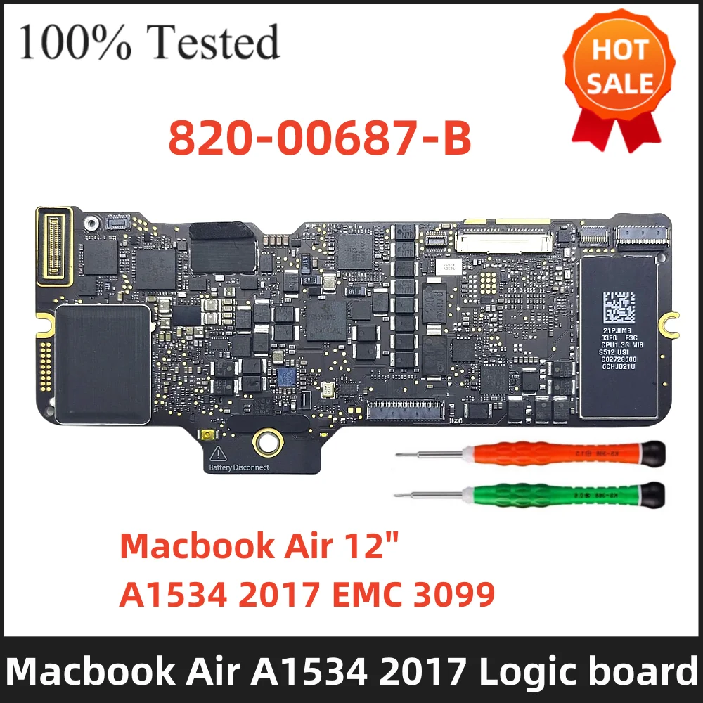 A1534 MANTIK KURULU İÇİN MacBook Hava A1534 2017 1.2 GHz 1.3 ghz 256GB 512GB EMC 3099 820-00687-B Mantık kurulu Anakart Anakart