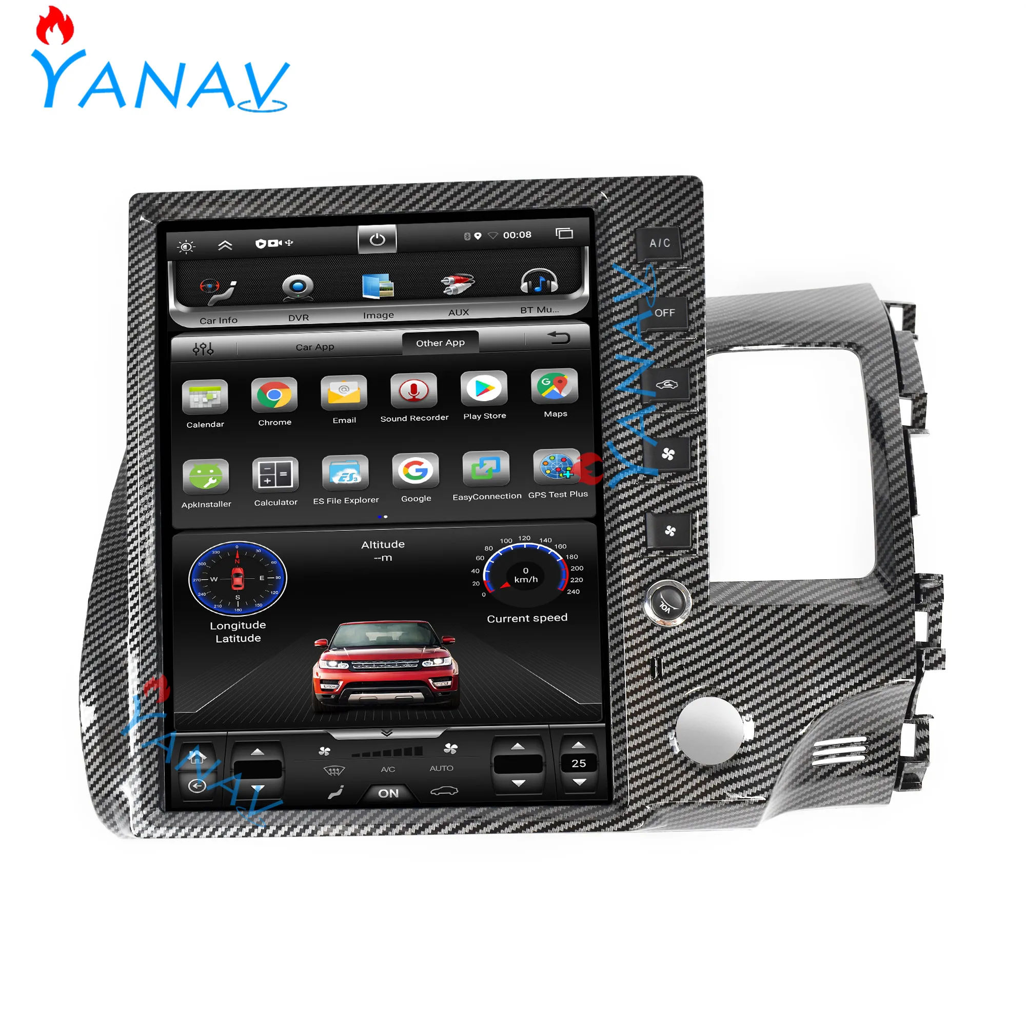 Android Multimedya araba video ses Çalar-Honda-Civic 2008-2013 Araba stereo GPS Navigasyon tesla tarzı Araba radyo DVD oynatıcı