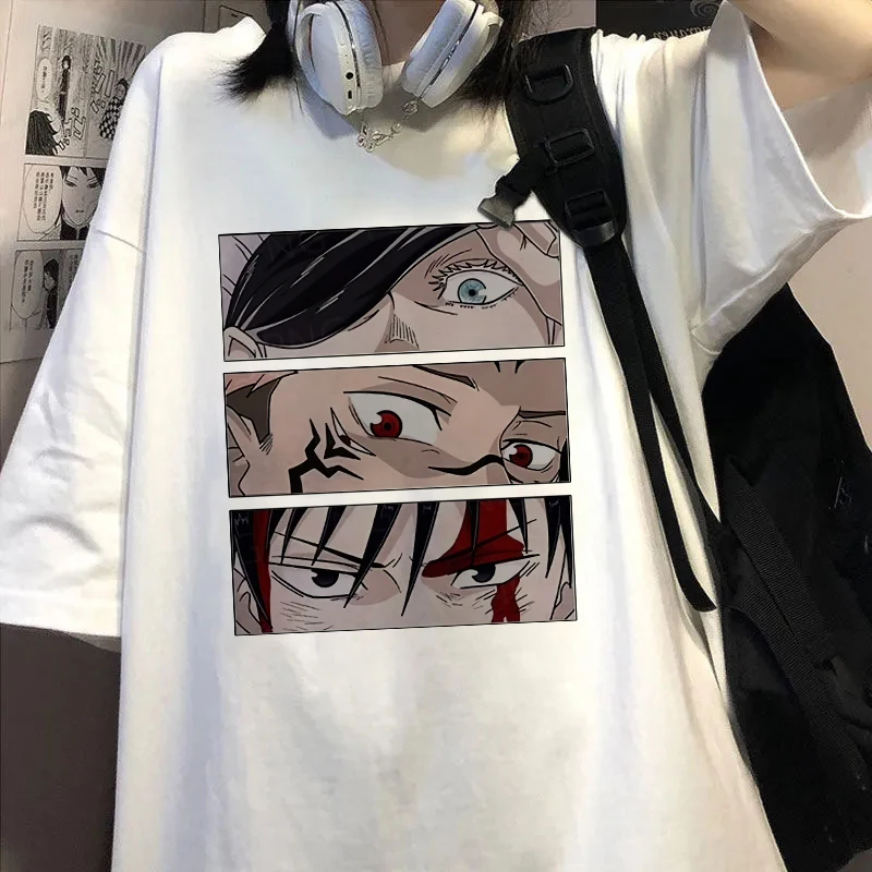 Anime Moda Kadın T-Shirt Japon Jujutsu Kaisen Tee Gömlek Gojo Satoru Üstleri Yuji Itadori Grafik kısa kollu tişört Tops