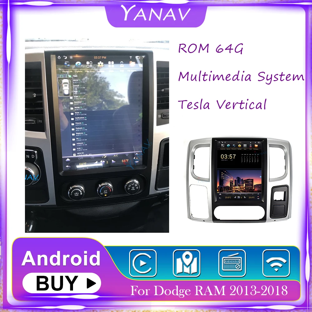 Araba Radyo Ses 2 Din Android GPS Navigasyon Dodge RAM 2013-2018 İçin Otomatik Stereo Alıcısı Video Multimedya MP3 Çalar Kafa Ünitesi