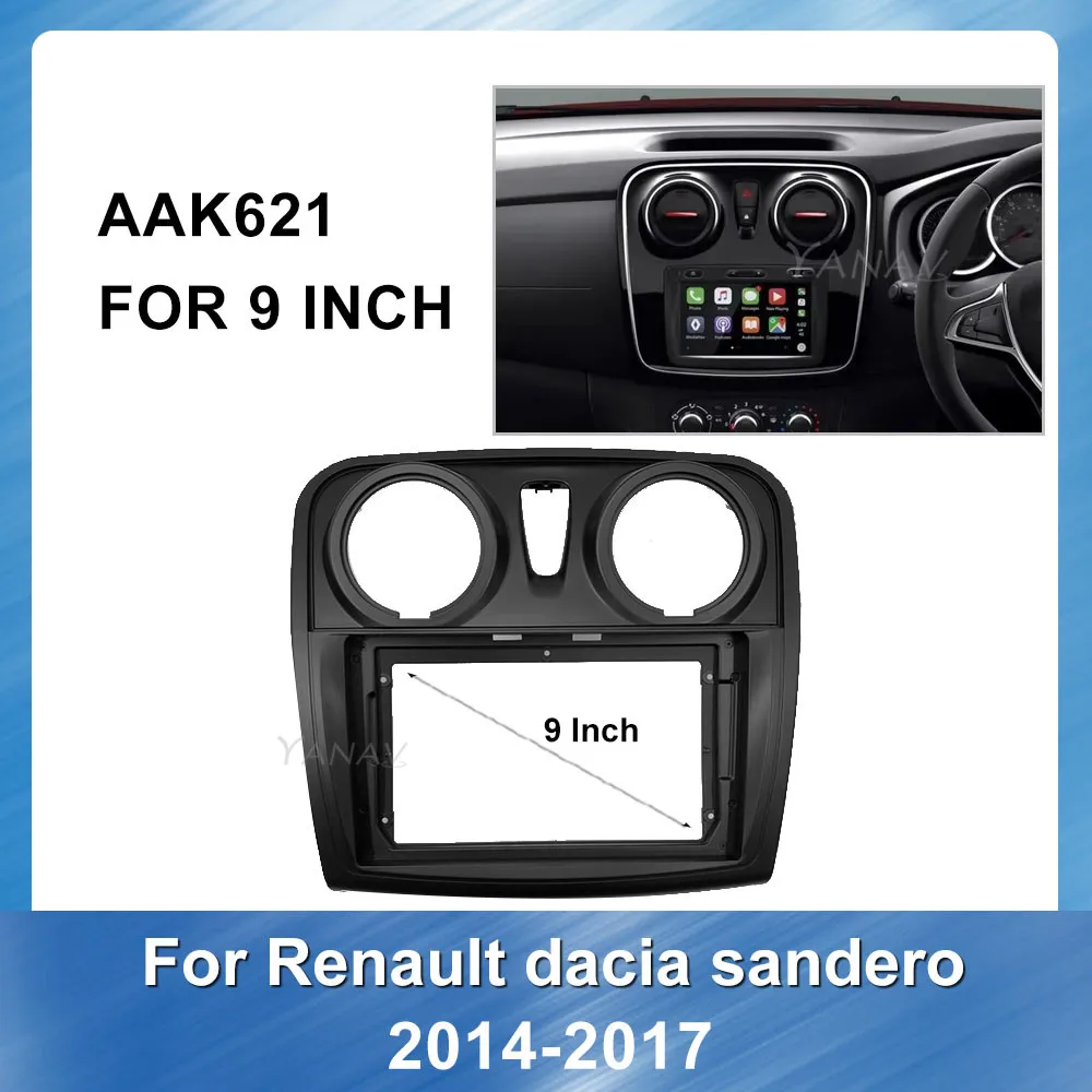 Araba radyo ses Fasya çerçeve Dash Paneli-Renault Dacia Sandero 2014-2017 Araba GPS Navigasyon Paneli Adaptörü montaj kiti çerçeve