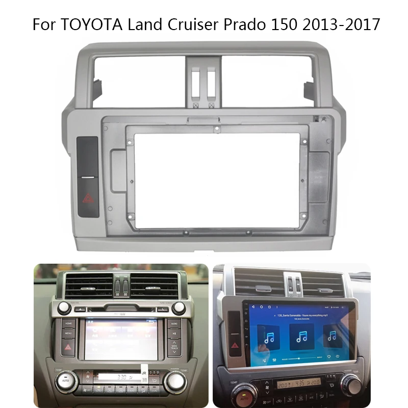 Araba Radyo çerçeve kiti TOYOTA Land Cruiser Prado 2013-2017 İçin Otomatik Stereo Paneli Trim Kurulum Facia Merkezi Kontrol Tutucu