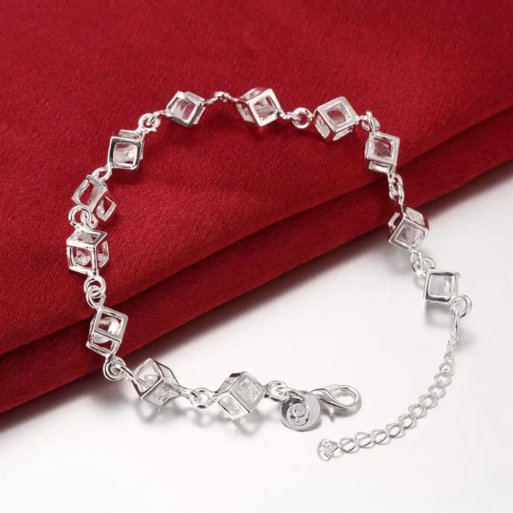 Asil 925 Ayar gümüş Parlayan kristal kafes Bilezik kadın için Popüler güzel Lüks takı Düğün parti Tatil hediye