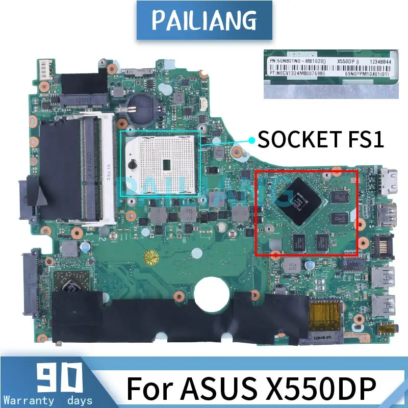 ASUS X550DP Laptop Anakart SOKET FS1 60NB01N0 DDR3 Dizüstü Anakart