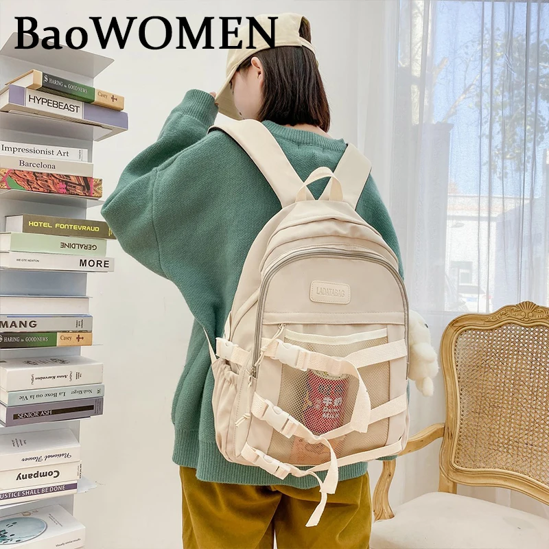 BaoWomen Çok Cep Kadın Sırt Çantaları Naylon Yüksek okul çantası Çile Uzatın Seyahat Sırt Çantası Laptop Sırt Çantası Sırt Çantası Mochila Kız İçin