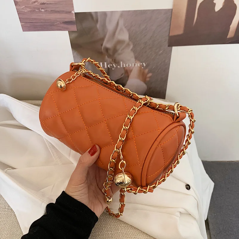 Beibao silindir çanta kadın 2021 yeni doku eşkenar dörtgen askılı çanta zincir tek omuz yastık çanta çapraz açıklıklı