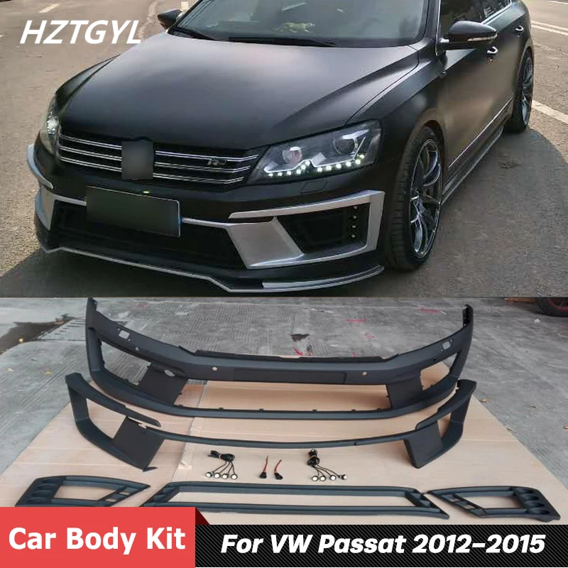 Boyasız PU Malzeme araç gövde Kiti Ön Tampon Ve Dudak VW Passat Facelift İçin R400 Stil 2012-2015