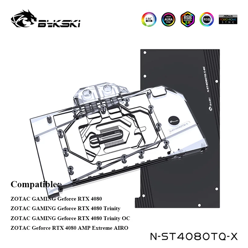 Bykski Su Soğutucu ZOTAC OYUN Geforce RTX 4080 Trinity / OC / AMP Aşırı AİRO Soğutma Bloğu, Arka Plaka İle, N-ST4080TQ-X