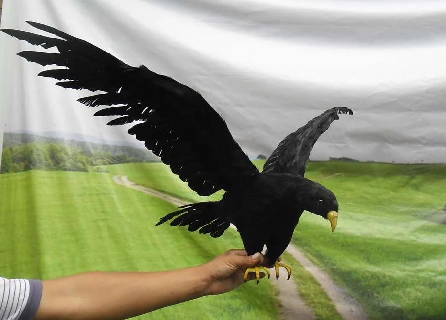 büyük uçan simülasyon siyah kuş gerçekçi kanatları karga modeli hediye yaklaşık 90x45 cm
