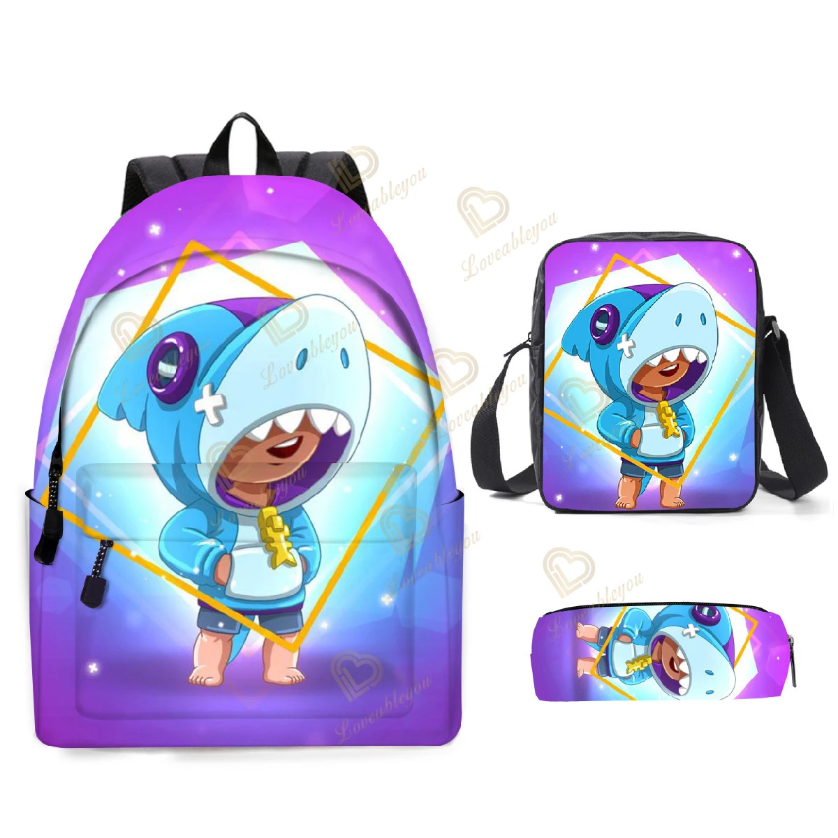 Coloranimal Köpekbalığı Leon Seti Schoolbag Erkek Kız Ortopedik okul çantası Karikatür Baskı Mochila Escolar Çocuk Sırt Çantası Seti Sırt Çantası