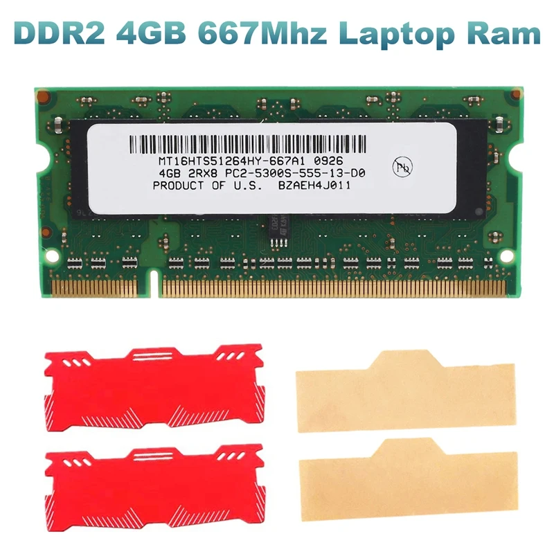 DDR2 4 GB Dizüstü Ram Bellek+soğutma yeleği 667 MHz PC2 5300 SODIMM 2RX8 200 Pins AMD Dizüstü Bellek