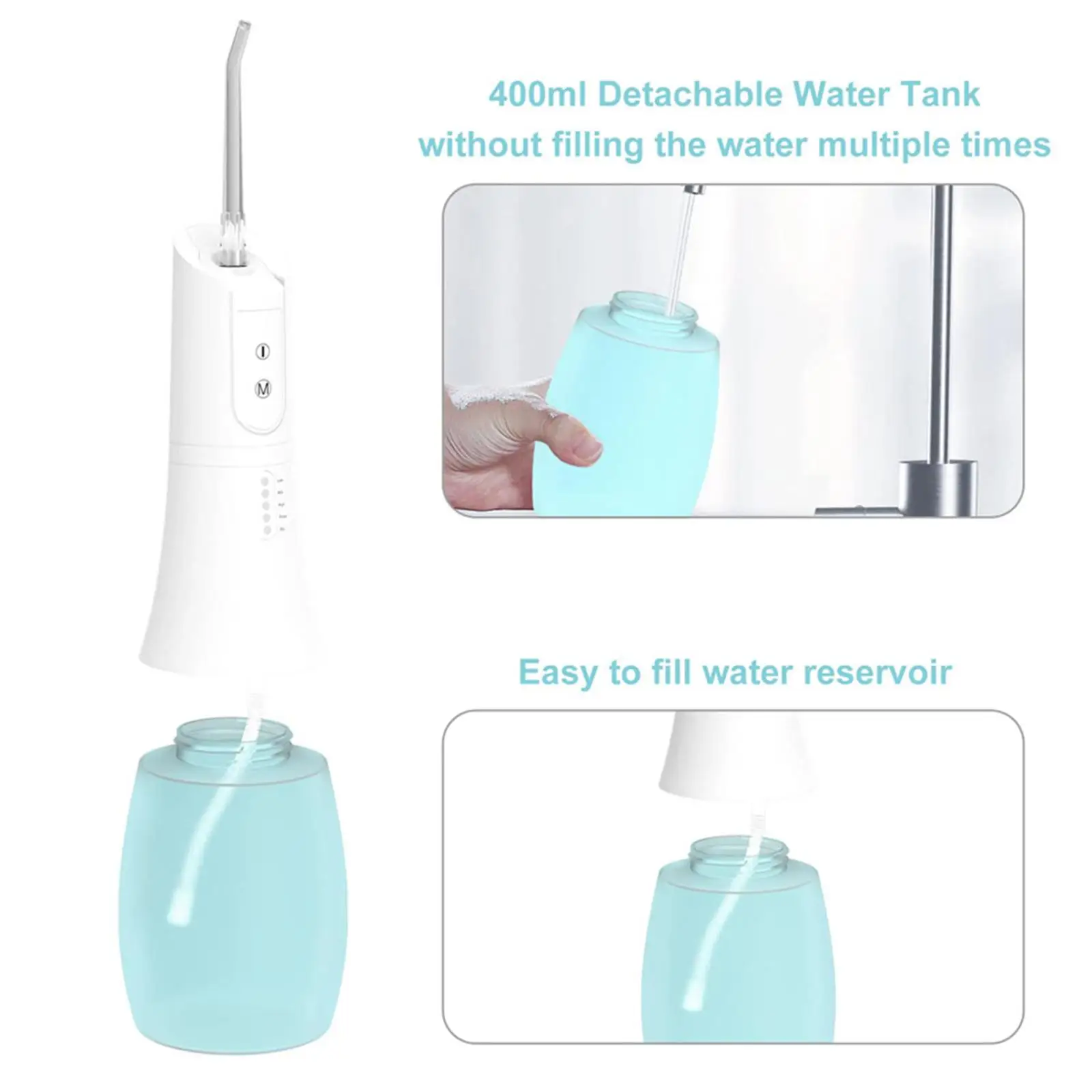 Diş duşu Ayrılabilir Rezervuar 1100mAh Pil Oral Irrigator Diş Temizliği için