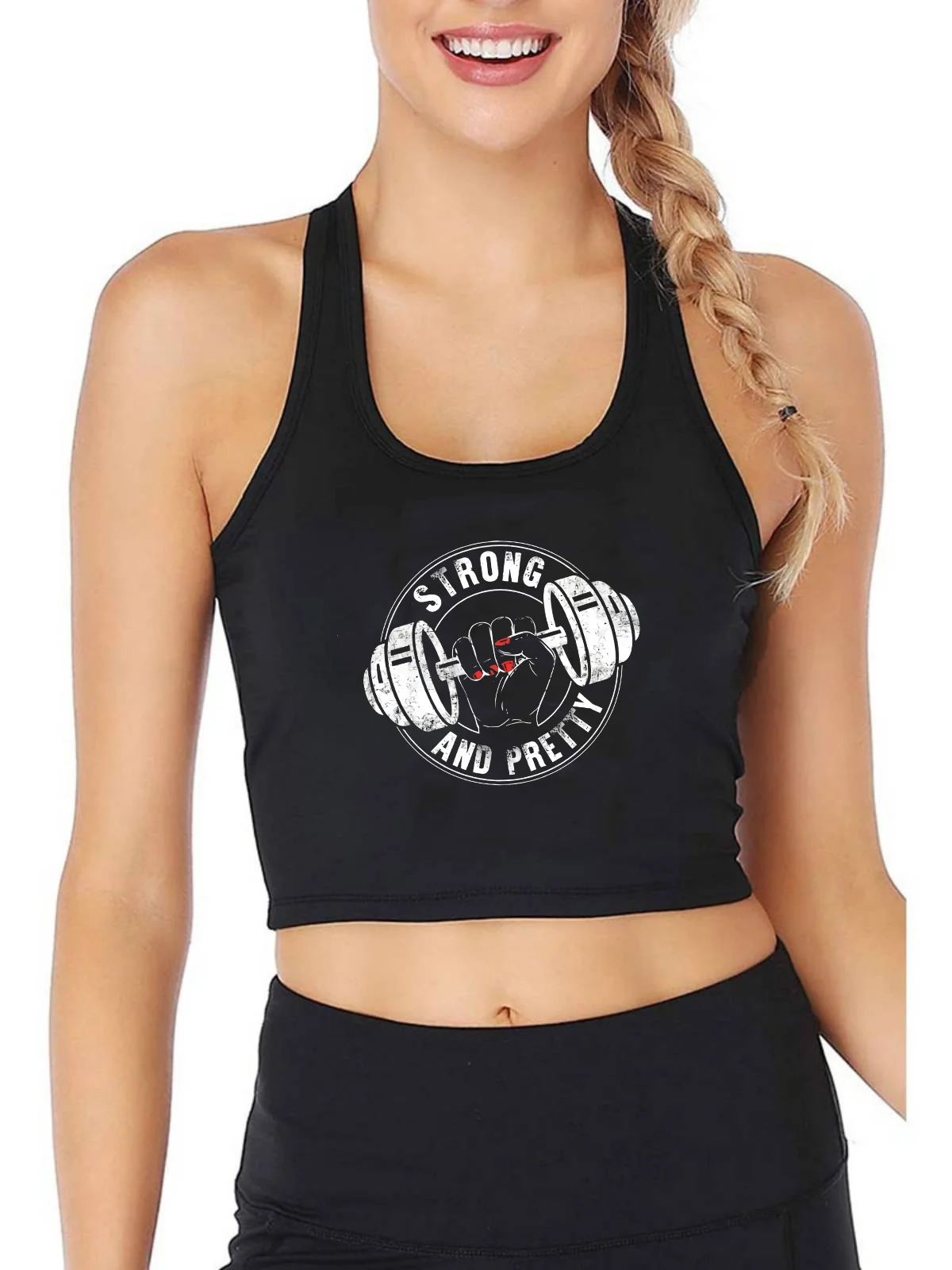 Egzersiz Tankları Kadınlar İçin Güçlü Ve Güzel Kırpma Üst Kadın Spor Salonu Spor Nefes Slim Fit Tee Yaz Gömlek