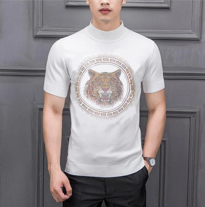 Erkek elmas taklidi tasarım Hip Hop gömlek yeni moda