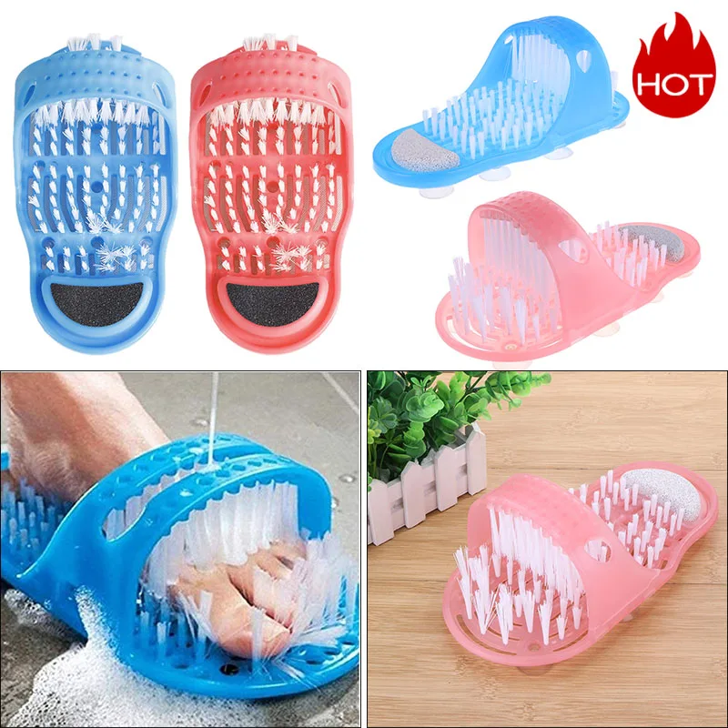 Ev Banyo Ayak Temizleme Fırçası Terlik Plastik Ölü Deri Kaldırmak Masaj Terlik ayak törpüleyici Banyo Ayakkabı Fırça ile